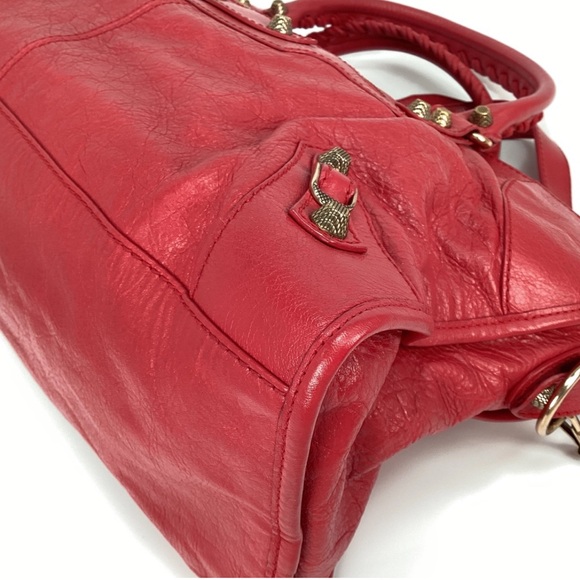 AUTH BALENCIAGA LE CITY MOTORCYCLE BAG RED TAHITIAN ROSE 🌹 AUTHENTICATED✅ - Picture 8 of 16